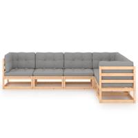 vidaXL 6-delige Loungeset met kussens massief grenenhout