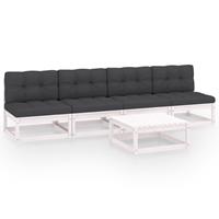 vidaXL 5-tlg. Garten-Lounge-Set mit Kissen Kiefer Massivholz Weiß