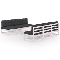 vidaXL 7-tlg. Garten-Lounge-Set mit Kissen Kiefer Massivholz Weiß