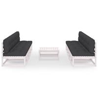 vidaXL 9-delige Loungeset met kussens massief grenenhout