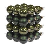 36x Donker Groene Glazen Kerstballen 4 Cm - Mat/glans - Kerstboomversiering Donker Groen