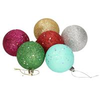 6x Gekleurde Glitter Kerstballen Van Piepschuim 6 Cm - Kerstboomversiering - Kerstversiering/kerstdecoratie