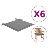vidaXL Tuinstoelkussens 6 st 50x50x3 cm oxford stof grijs