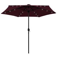 vidaxl Sonnenschirm mit LED-Leuchten Aluminium-Mast 270 cm Bordeauxrot