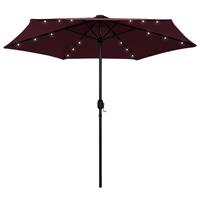 Vidaxl Parasol Met Led-verlichting Aluminium Paal 270 Cm Bordeauxrood