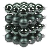 36x Emerald Groene Glazen Kerstballen 4 Cm - Mat/glans - Kerstboomversiering Emerald Groen