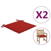 Vidaxl Tuinstoelkussens 2 St 50x50x4 Cm Rood