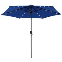 vidaxl Sonnenschirm mit LED-Leuchten & Aluminium-Mast 270 cm Azurblau