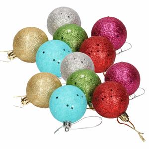 Merkloos 12x Gekleurde glitter kerstballen van piepschuim 5 cm -