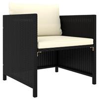 vidaxl Gartensofa mit Kissen Schwarz Poly Rattan