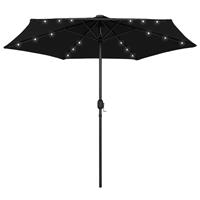 Vidaxl Tuinparasol Met Led-verlichting En Aluminium Paal 270 Cm Zwart