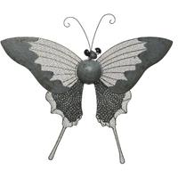 Grote Metalen Vlinder Zwart/grijs 34 X 24 Cm Tuin Decoratie - Tuindecoratie Vlinders - Dierenbeelden Hangdecoraties
