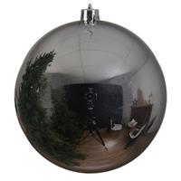 1x Grote Zilveren Kunststof Kerstballen Van 20 Cm - Glans - Zilveren Kerstboom Versiering