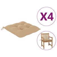 vidaxl Stoelkussens 4 st 50x50x7 cm oxford stof beige