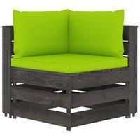 vidaxl Modulares Ecksofa mit Kissen Grau Imprägniertes Holz