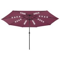 Vidaxl Parasol Met Led-verlichting En Metalen Paal 400 Cm Bordeauxrood