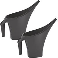 2x Stuks Antraciet Bloemen/planten Gieters Kunststof 2 Liter - Gieters Voor Binnen En Buiten