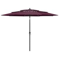 Vidaxl Parasol 3-laags Met Aluminium Paal 3 M Bordeauxrood