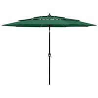 Vidaxl Parasol 3-laags Met Aluminium Paal 3 M Groen