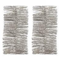 3x Kerstslingers Licht Parel/zilver 270 Cm - Guirlandes Folie Lametta - Licht Parel/zilveren Kerstboom Versieringen