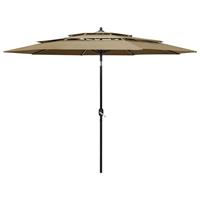 Vidaxl Parasol 3-laags Met Aluminium Paal 3 M Taupe