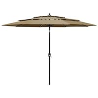 Vidaxl Parasol 3-laags Met Aluminium Paal 3 M Taupe