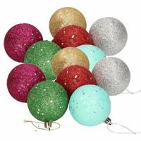 12x Gekleurde Glitter Kerstballen Van Piepschuim 6 Cm - Kerstboomversiering - Kerstversiering/kerstdecoratie