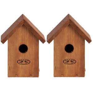 Merkloos 2x stuks vogelhuisje/nestkastje winterkoning Douglas hout 19.8 cm -