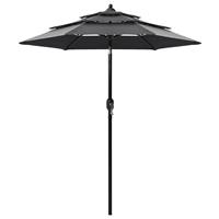 Vidaxl Parasol 3-laags Met Aluminium Paal 2 M Antracietkleurig