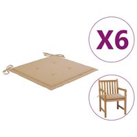 vidaxl Tuinstoelkussens 6 st 50x50x3 cm oxford stof beige