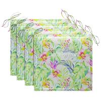 vidaxl Gartenstuhl-Sitzkissen 4 Stk. Blattmuster 50x50x4 cm Stoff