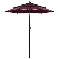 Vidaxl Parasol 3-laags Met Aluminium Paal 2 M Bordeauxrood