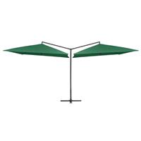 Vidaxl Parasol Dubbel Met Stalen Paal 250x250 Cm Groen