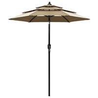 Vidaxl Parasol 3-laags Met Aluminium Paal 2 M Taupe