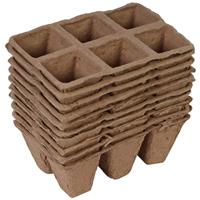 10x Stuks Houtvezel Kweekpotjes/stekpotjes Trays Met 6 Vakjes 5 X 5 Cm - Kweekbak Accessoires