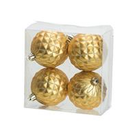 4x Luxe Gouden Kunststof Kerstballen 8 Cm - Onbreekbare Plastic Kerstballen - Kerstboomversiering Goud