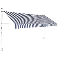 vidaxl Einziehbare Markise Handbetrieben 400 cm Blau/Weiß Gestreift