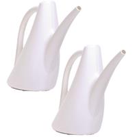 2x Stuks Witte Bloemen/planten Gieters Kunststof 1,5 Liter - Gieters Voor Binnen En Buiten