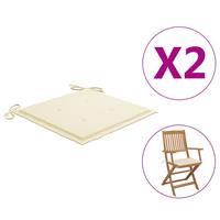 vidaXL Tuinstoelkussens 2 st 40x40x4 cm oxford stof crèmekleurig
