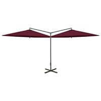 vidaxl Doppel-Sonnenschirm mit Stahlmast Bordeauxrot 600 cm