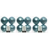 12x Ijsblauwe Kunststof Kerstballen 10 Cm - Mat/glans - Onbreekbare Plastic Kerstballen - Kerstboomversiering Ijsblauw