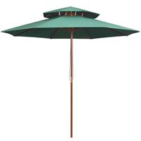 Vidaxl Dubbeldekker Parasol 270x270 Cm Houten Paal Groen