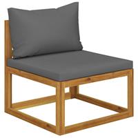 vidaxl Modular-Mittelsofa mit Dunkelgrauen Kissen Akazie Massivholz