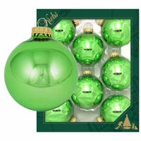 8x Jade Lime Groene Glazen Kerstballen Glans 7 Cm Kerstboomversiering - Kerstversiering/kerstdecoratie Groen