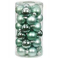 30x Mint Groene Kleine Glazen Kerstballen 4 Cm Glans En Mat - Kerstboomversiering Mint Groen