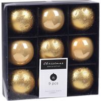 9x Kerstboomversiering Luxe Kunststof Kerstballen Goud 6 Cm - Kerstversiering/kerstdecoratie Goud