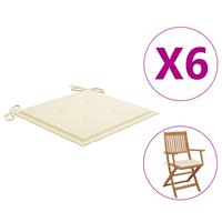 vidaXL Tuinstoelkussens 6 st 40x40x3 cm oxford stof crèmekleurig