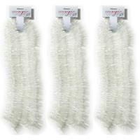 3x Kerstslingers Wit 7,5 X 200cm - Guirlandes Folie Lametta - Witte Kerstboom Versieringen