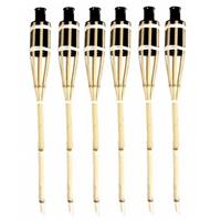 6x Stuks Bamboe Tuinfakkels Met Oliehouder Van 60 Cm - Tuinverlichting Decoratie Fakkels