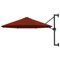 vidaxl Sonnenschirm Wandmontage mit Metallmast 300 cm Terracotta-Rot